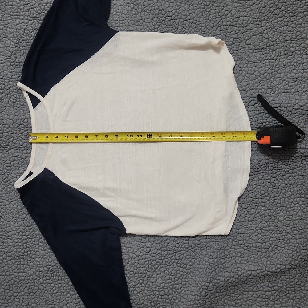 Women's Gap linen jersey t-shirt size small white and dark blue - Picture 6 of 6